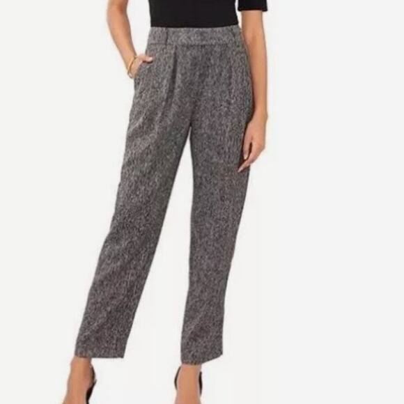 Vince Camuto Black Tweed Trouser Pants Pleated Tapered Leg New With Tags 2 - Picture 1 of 8